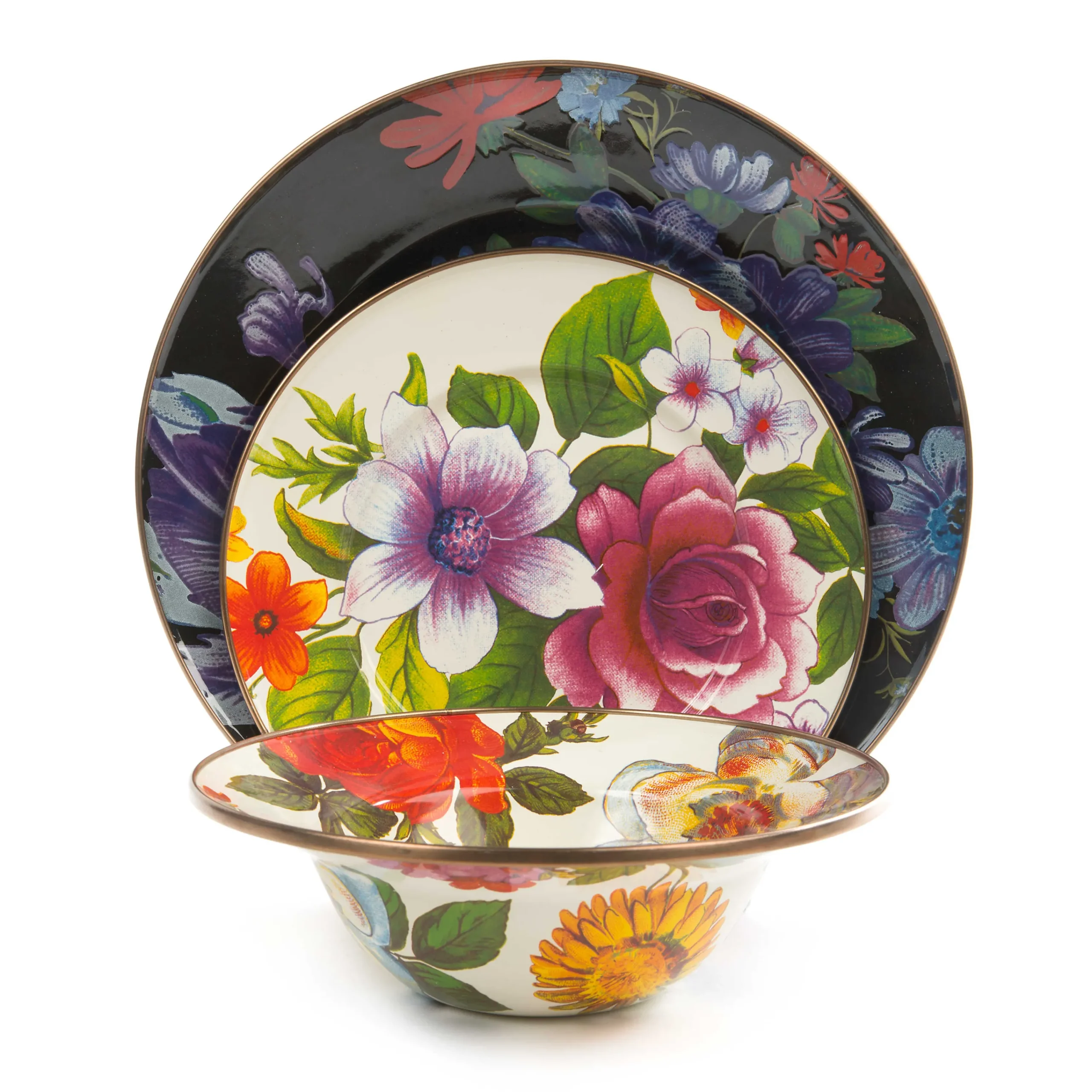 MacKenzie-Childs Dinnerware & Flatware<White Flower Market Breakfast Bowl