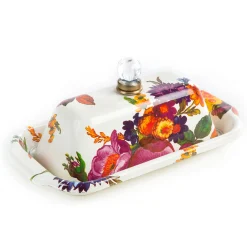 MacKenzie-Childs Serveware<White Flower Market Butter Box