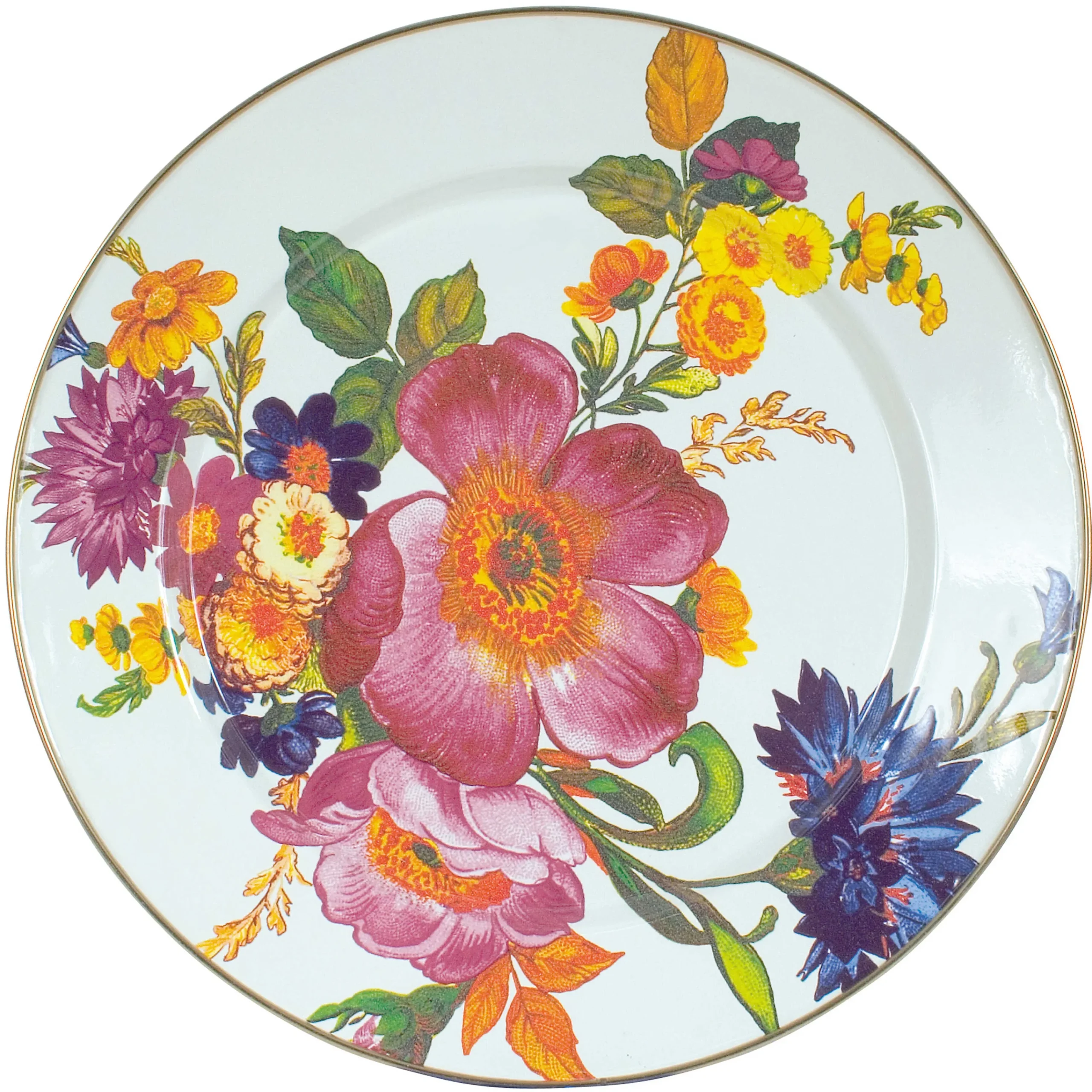 MacKenzie-Childs Dinnerware & Flatware<White Flower Market Charger/Plate