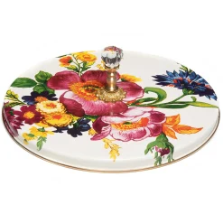 MacKenzie-Childs Serveware<White Flower Market Cheese Course