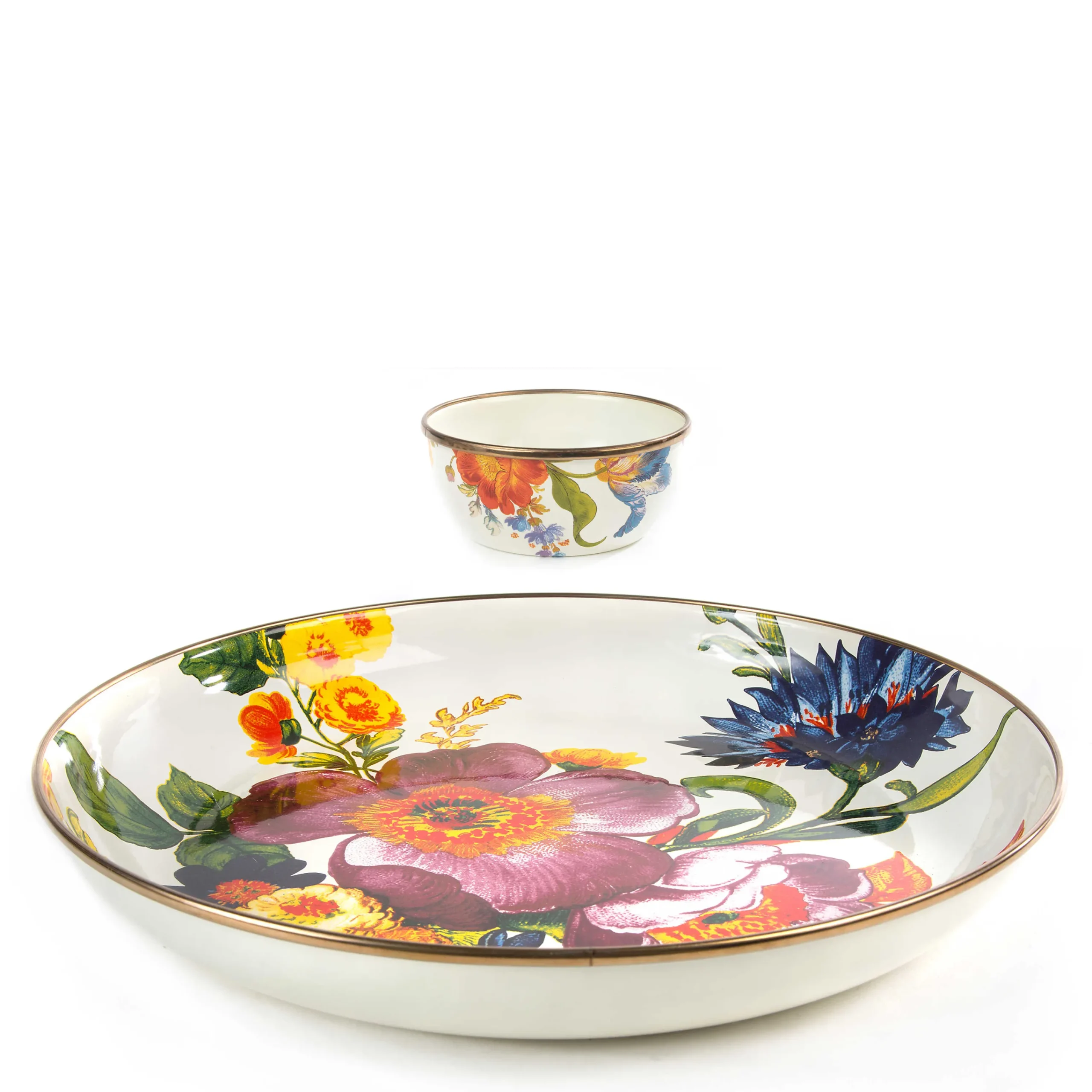 MacKenzie-Childs Kitchen & Dining Sets|Serveware<White Flower Market Chip  Dip Set