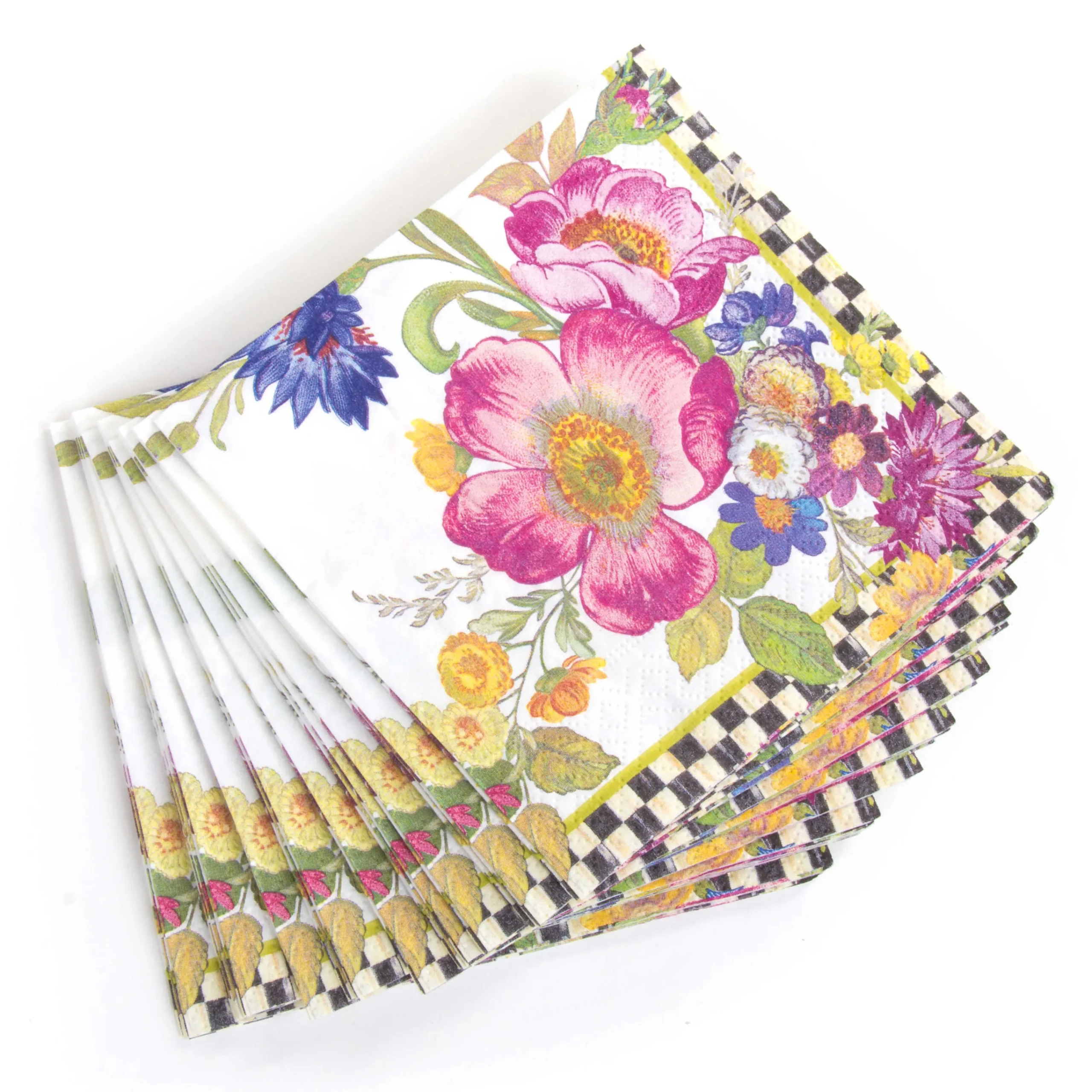 MacKenzie-Childs Bar Entertaining<White Flower Market Cocktail Paper Napkins