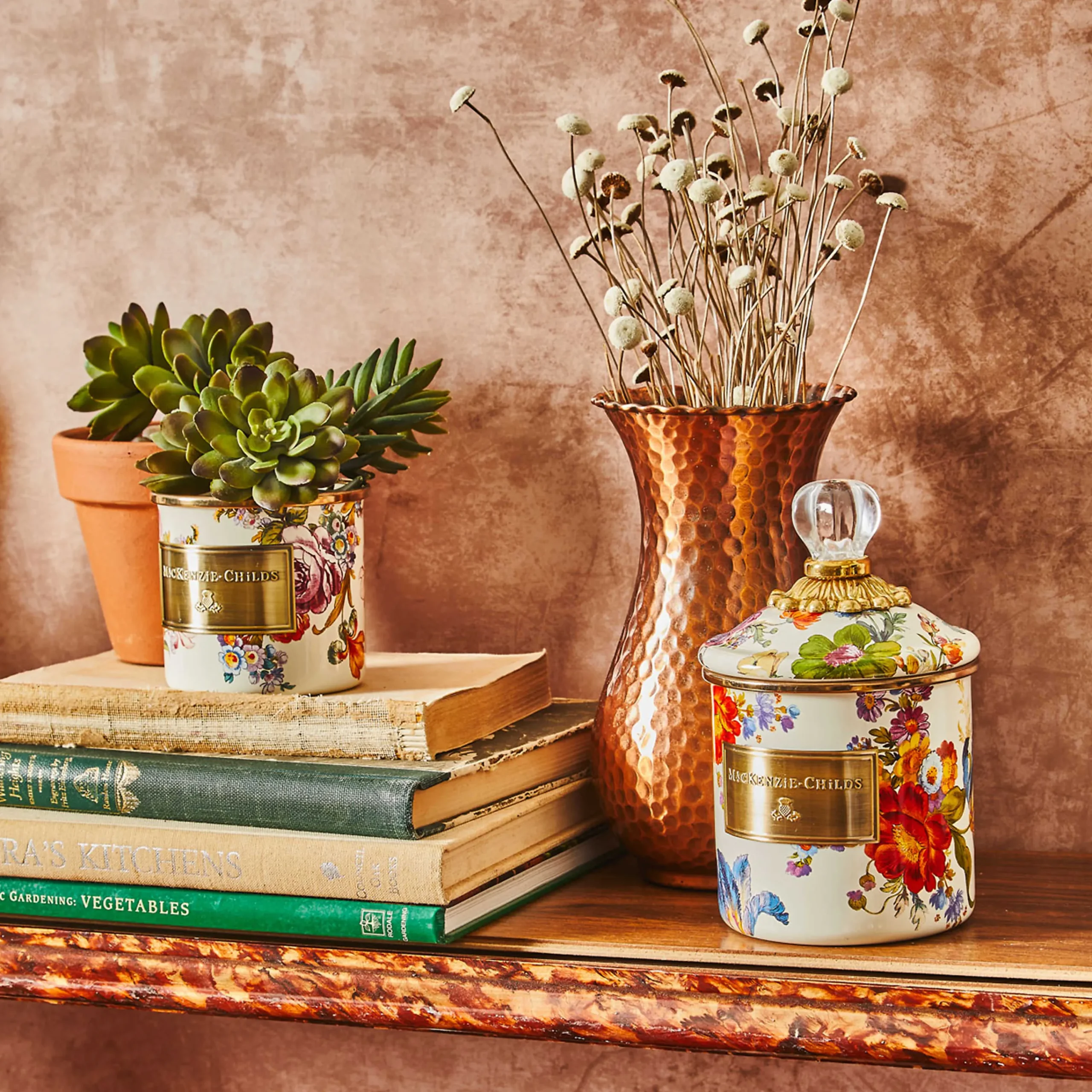 MacKenzie-Childs Room Accents|Kitchen Storage & Organization<White Flower Market Demi Canister