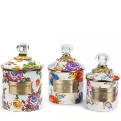 MacKenzie-Childs Kitchen & Dining Sets|Kitchen Storage & Organization<White Flower Market Little Canisters, Set of 3