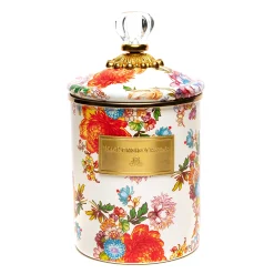 MacKenzie-Childs Room Accents|Kitchen Storage & Organization<White Flower Market Medium Canister