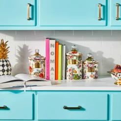 MacKenzie-Childs Room Accents|Kitchen Storage & Organization<White Flower Market Medium Canister