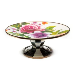 MacKenzie-Childs Serveware<White Flower Market Mini Pedestal Platter
