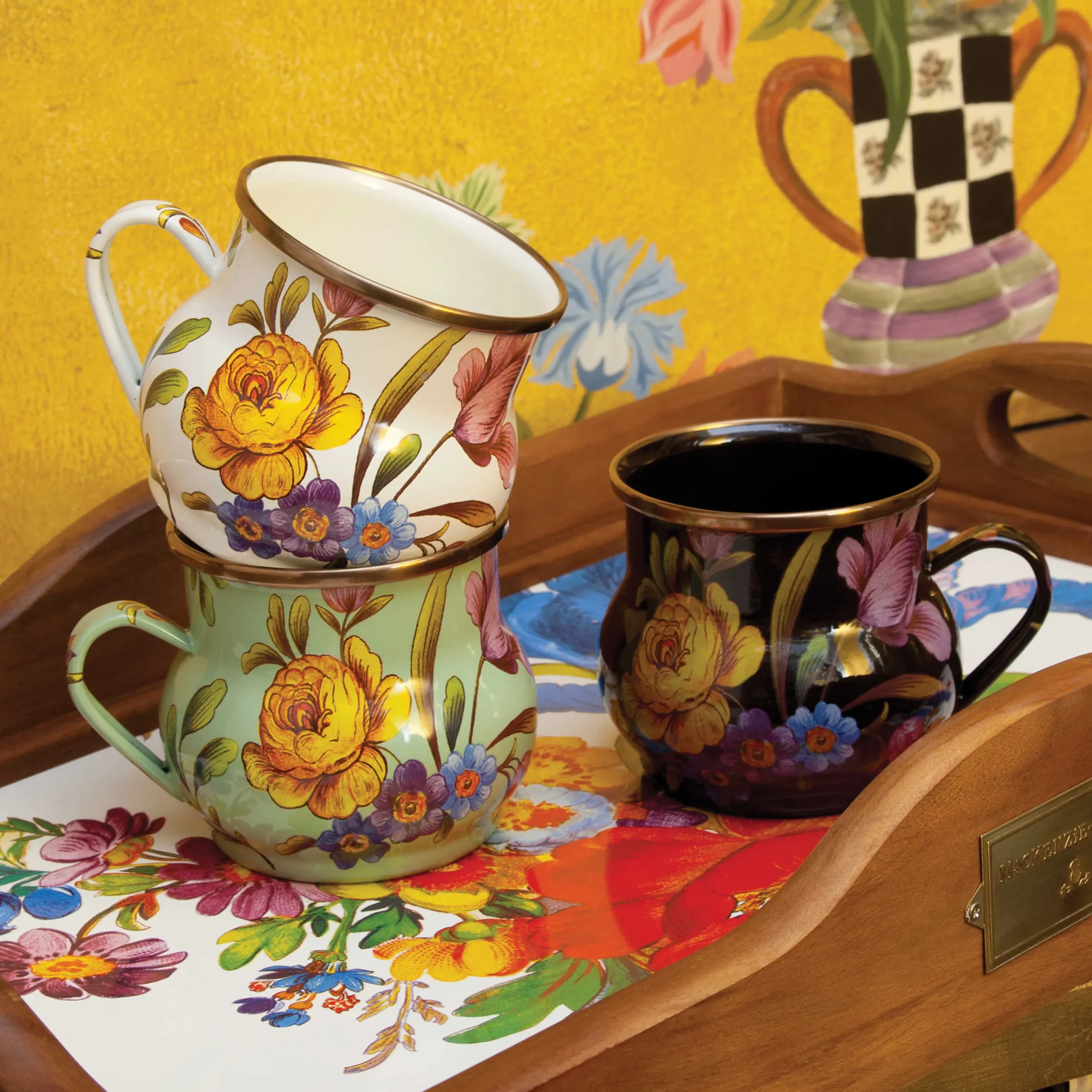 MacKenzie-Childs The Coffee Shop|Drinkware<White Flower Market Mug