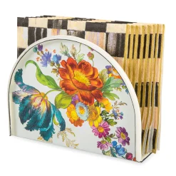 MacKenzie-Childs Serveware<White Flower Market Napkin Holder