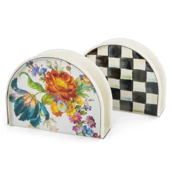 MacKenzie-Childs Serveware<White Flower Market Napkin Holder