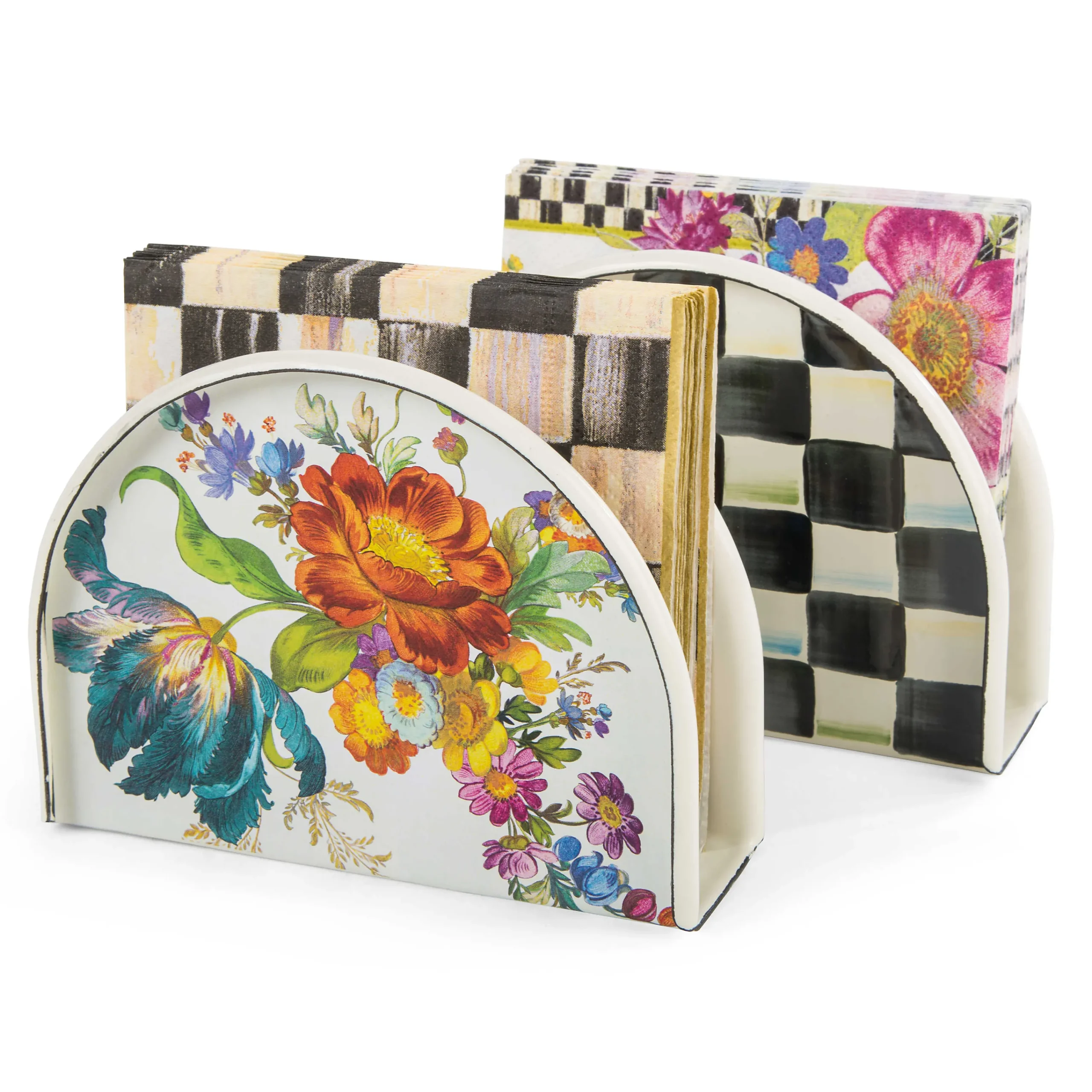 MacKenzie-Childs Serveware<White Flower Market Napkin Holder