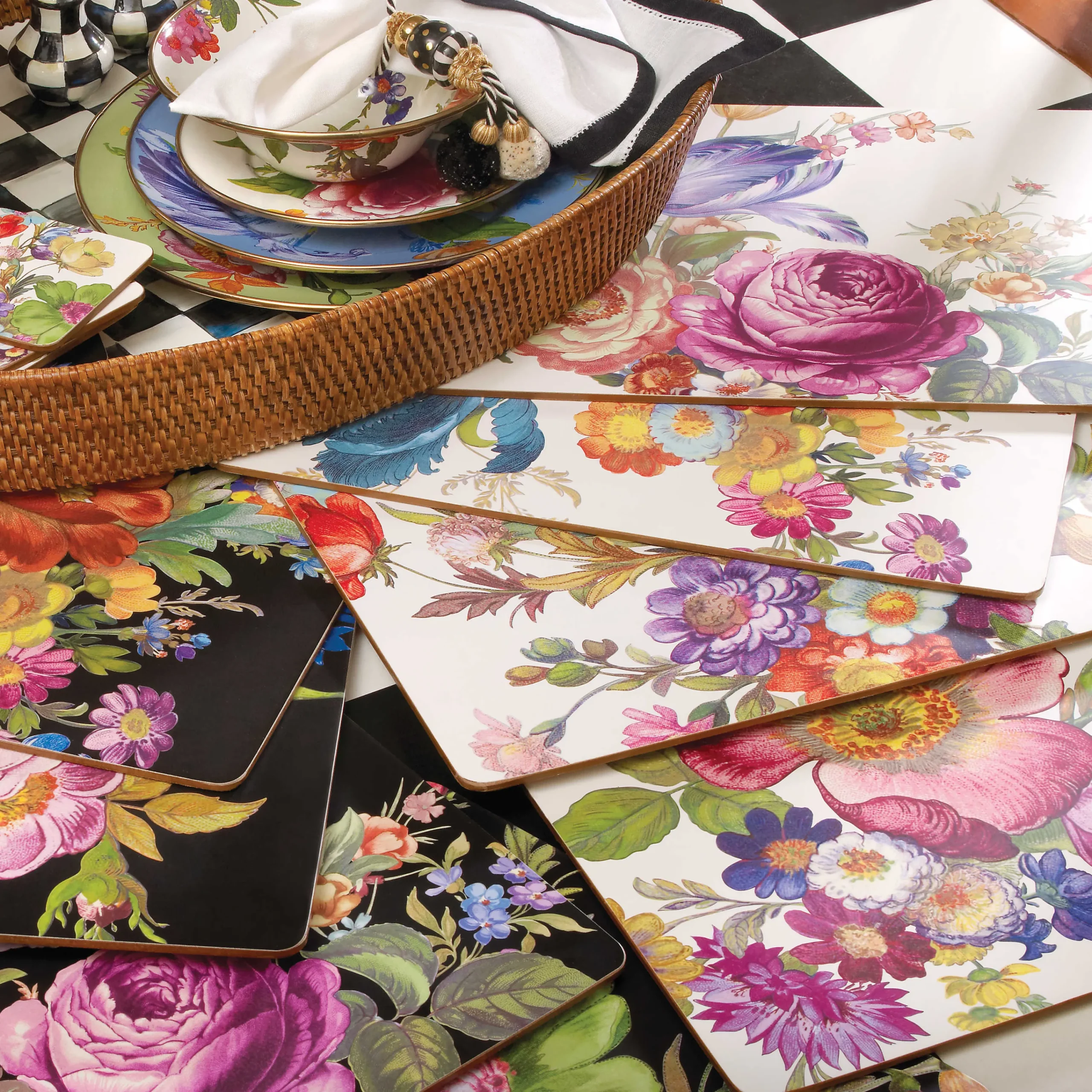 MacKenzie-Childs Table Accessories|Kitchen & Table Linens<White Flower Market Placemats, Set of 4