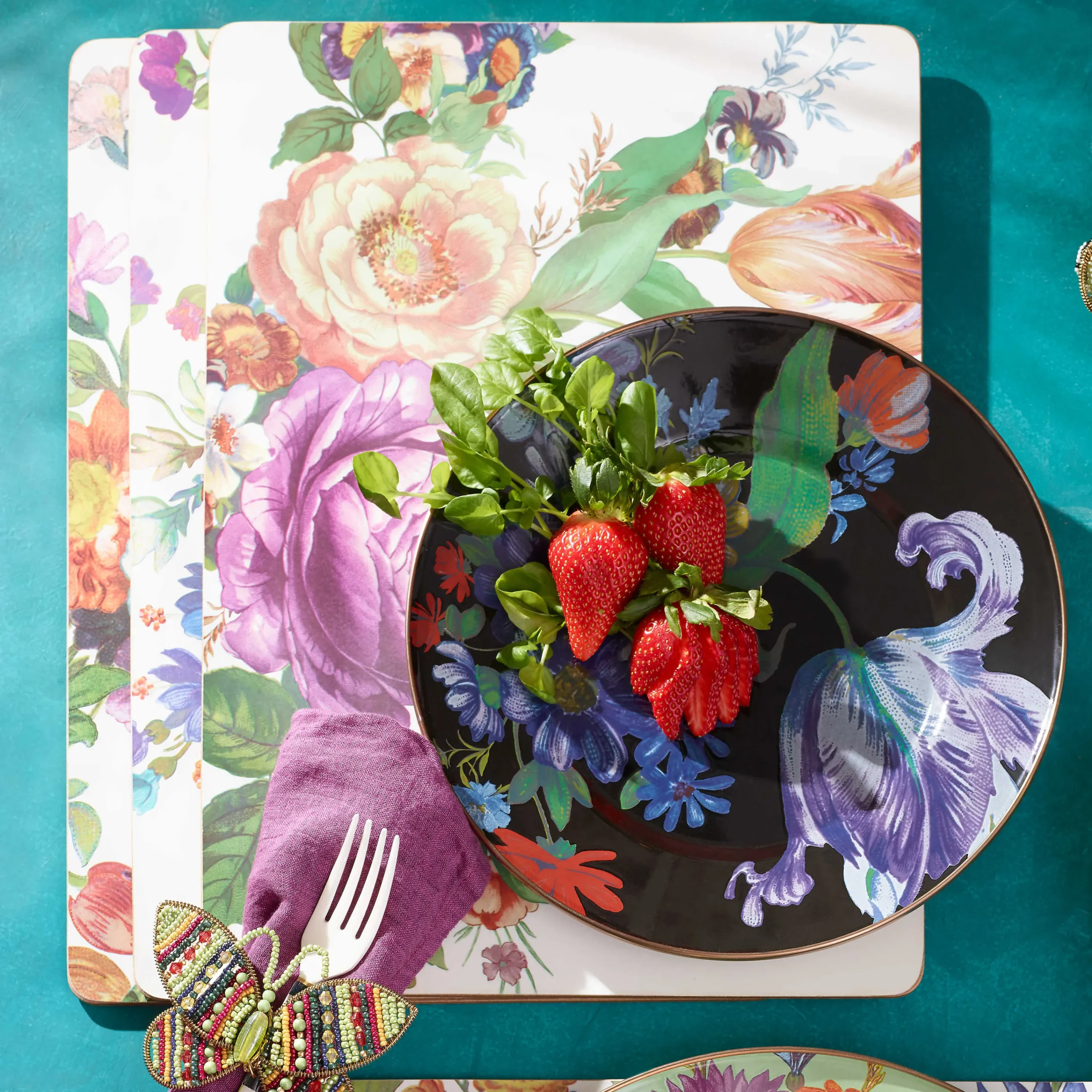 MacKenzie-Childs Table Accessories|Kitchen & Table Linens<White Flower Market Placemats, Set of 4