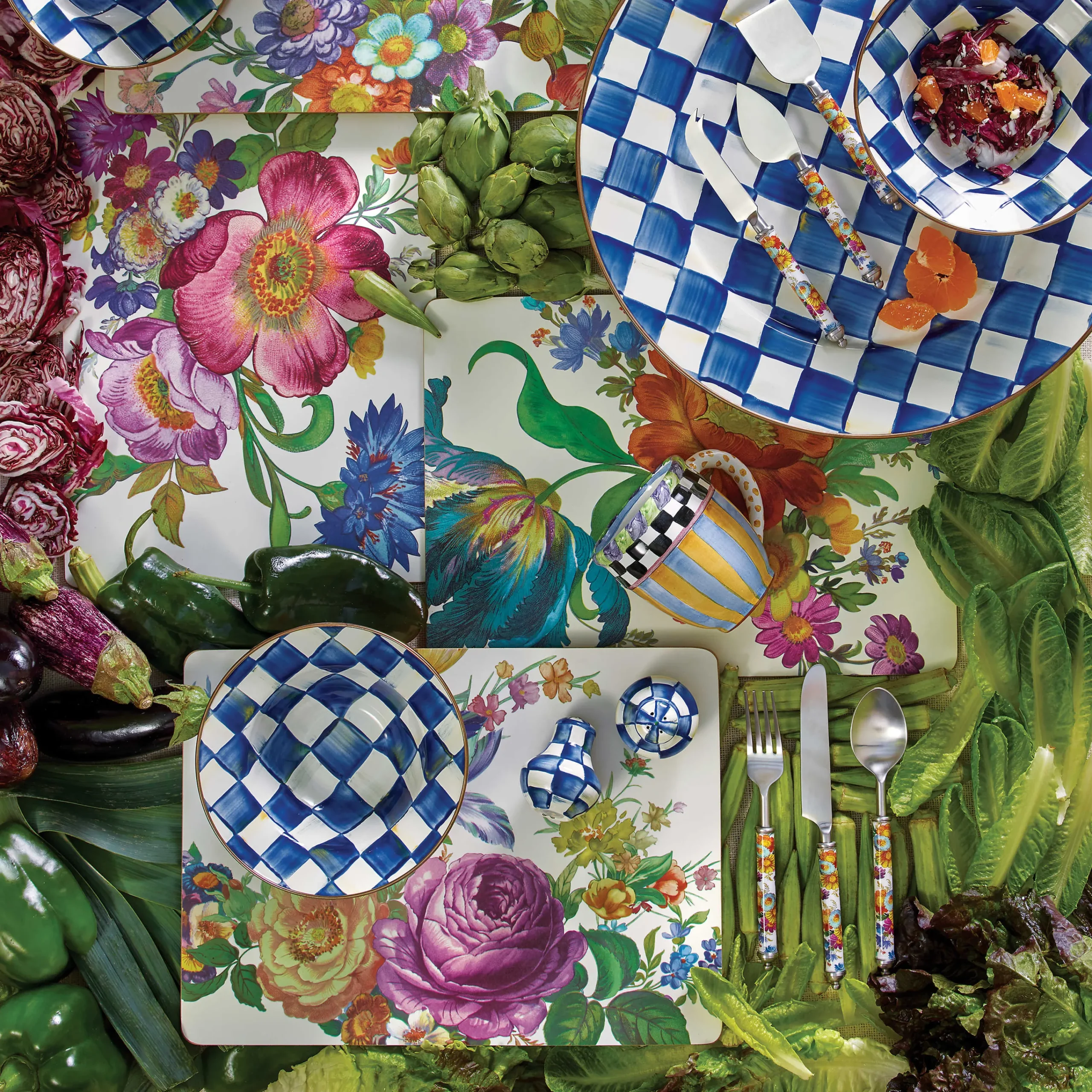 MacKenzie-Childs Table Accessories|Kitchen & Table Linens<White Flower Market Placemats, Set of 4