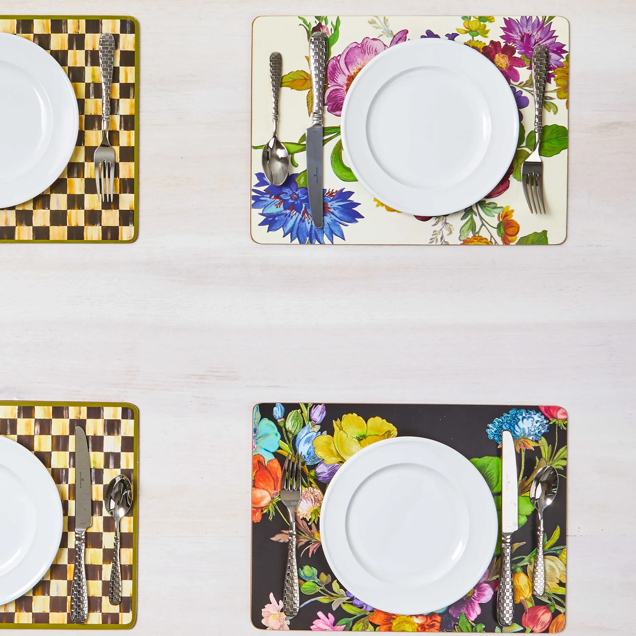 MacKenzie-Childs Table Accessories|Kitchen & Table Linens<White Flower Market Placemats, Set of 4