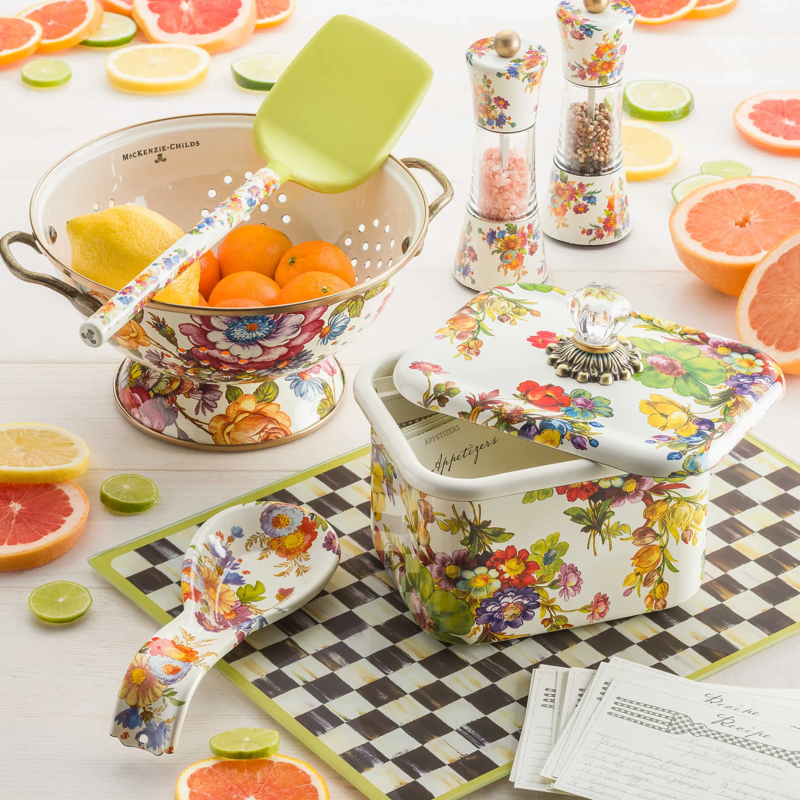 MacKenzie-Childs Kitchen Storage & Organization<White Flower Market Recipe Box