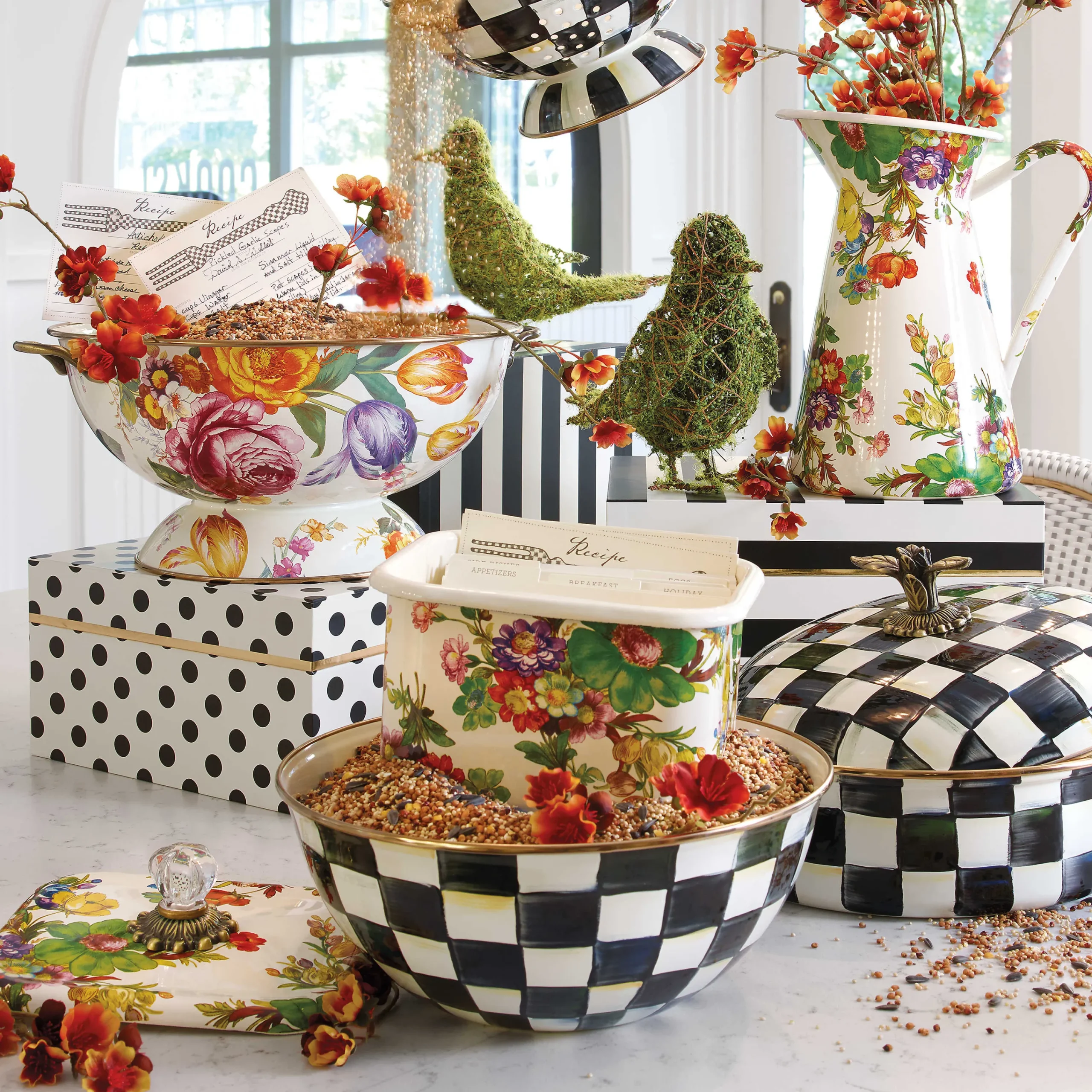 MacKenzie-Childs Kitchen Storage & Organization<White Flower Market Recipe Box