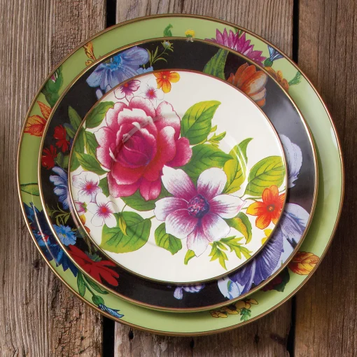 MacKenzie-Childs Dinnerware & Flatware<White Flower Market Salad/Dessert Plate