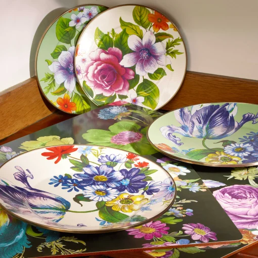 MacKenzie-Childs Dinnerware & Flatware<White Flower Market Salad/Dessert Plate