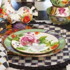 MacKenzie-Childs Dinnerware & Flatware<White Flower Market Salad/Dessert Plate