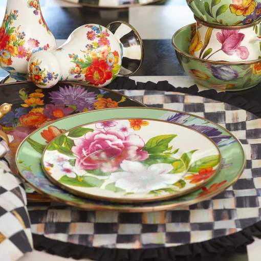 MacKenzie-Childs Dinnerware & Flatware<White Flower Market Salad/Dessert Plate