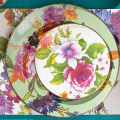 MacKenzie-Childs Dinnerware & Flatware<White Flower Market Salad/Dessert Plate