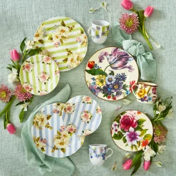 MacKenzie-Childs Dinnerware & Flatware<White Flower Market Salad/Dessert Plate