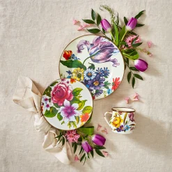 MacKenzie-Childs Dinnerware & Flatware<White Flower Market Salad/Dessert Plate
