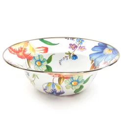 MacKenzie-Childs Serveware<White Flower Market Serving Bowl