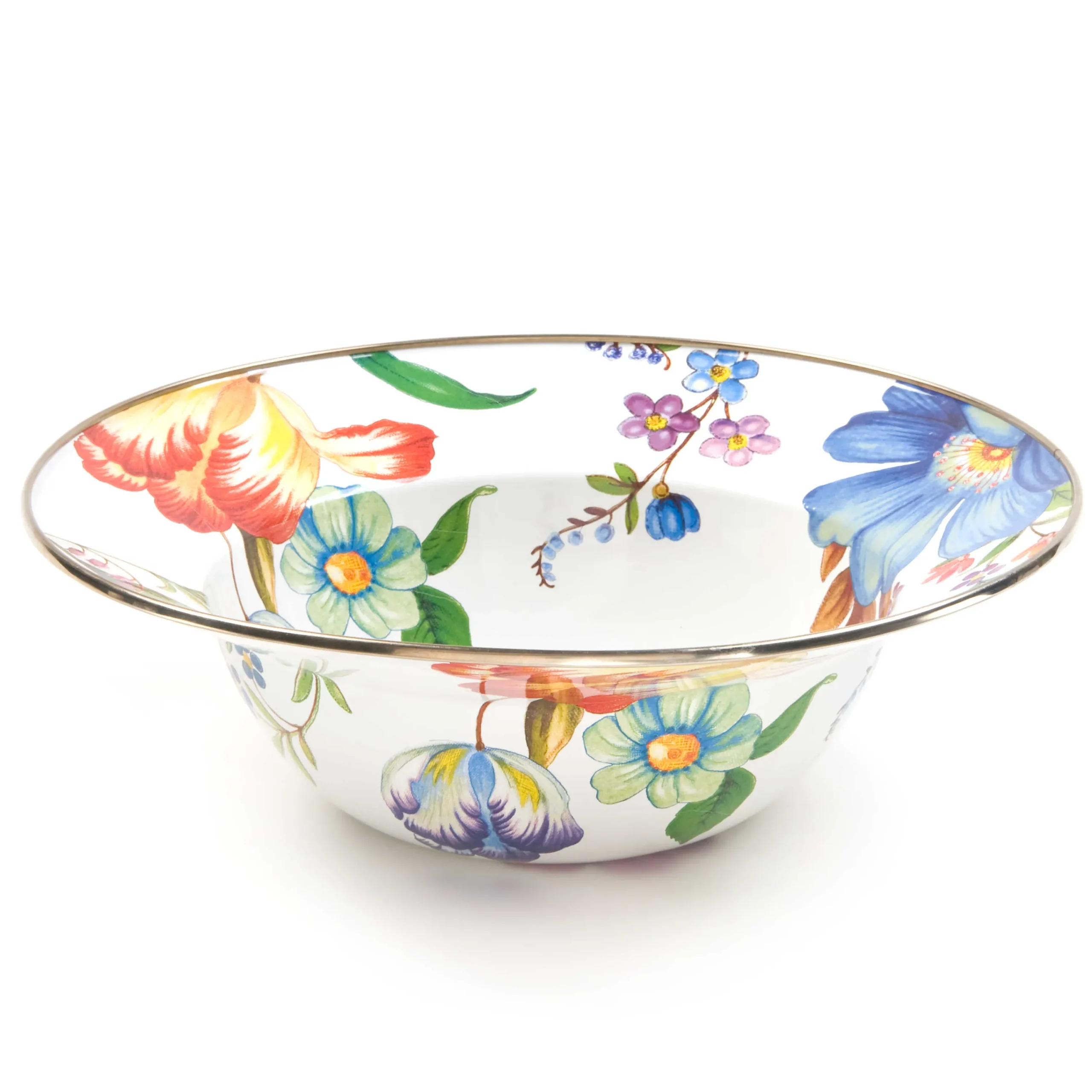 MacKenzie-Childs Serveware<White Flower Market Serving Bowl