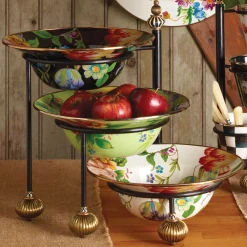 MacKenzie-Childs Serveware<White Flower Market Serving Bowl
