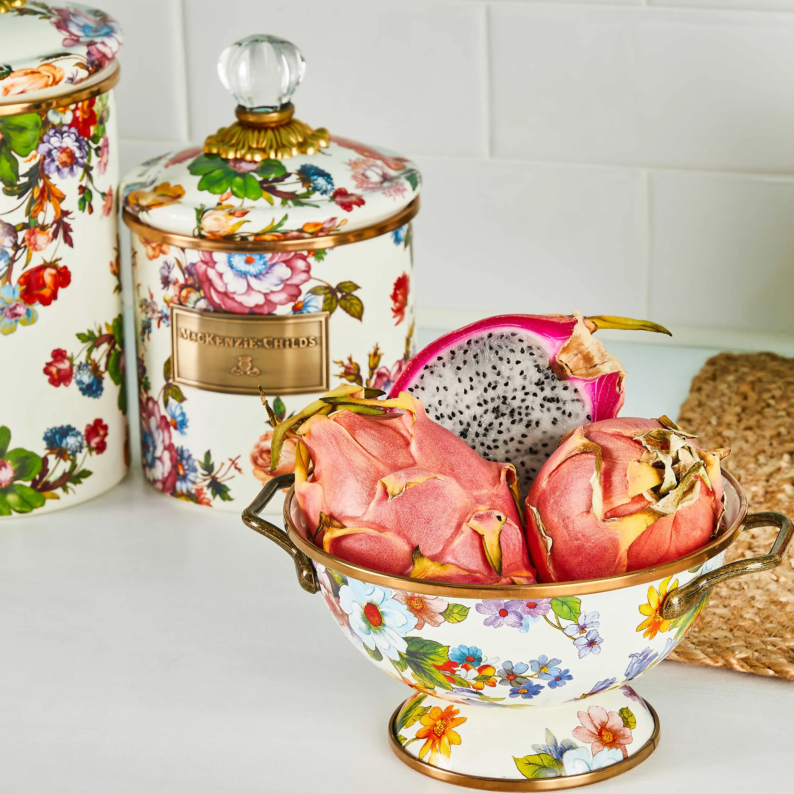 MacKenzie-Childs Room Accents|Kitchen Storage & Organization<White Flower Market Small Canister