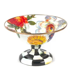 MacKenzie-Childs Serveware<White Flower Market Small Compote