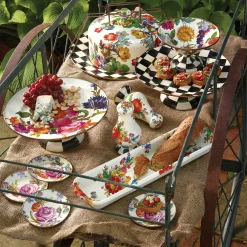MacKenzie-Childs Serveware<White Flower Market Small Compote