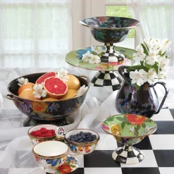 MacKenzie-Childs Serveware<White Flower Market Small Compote