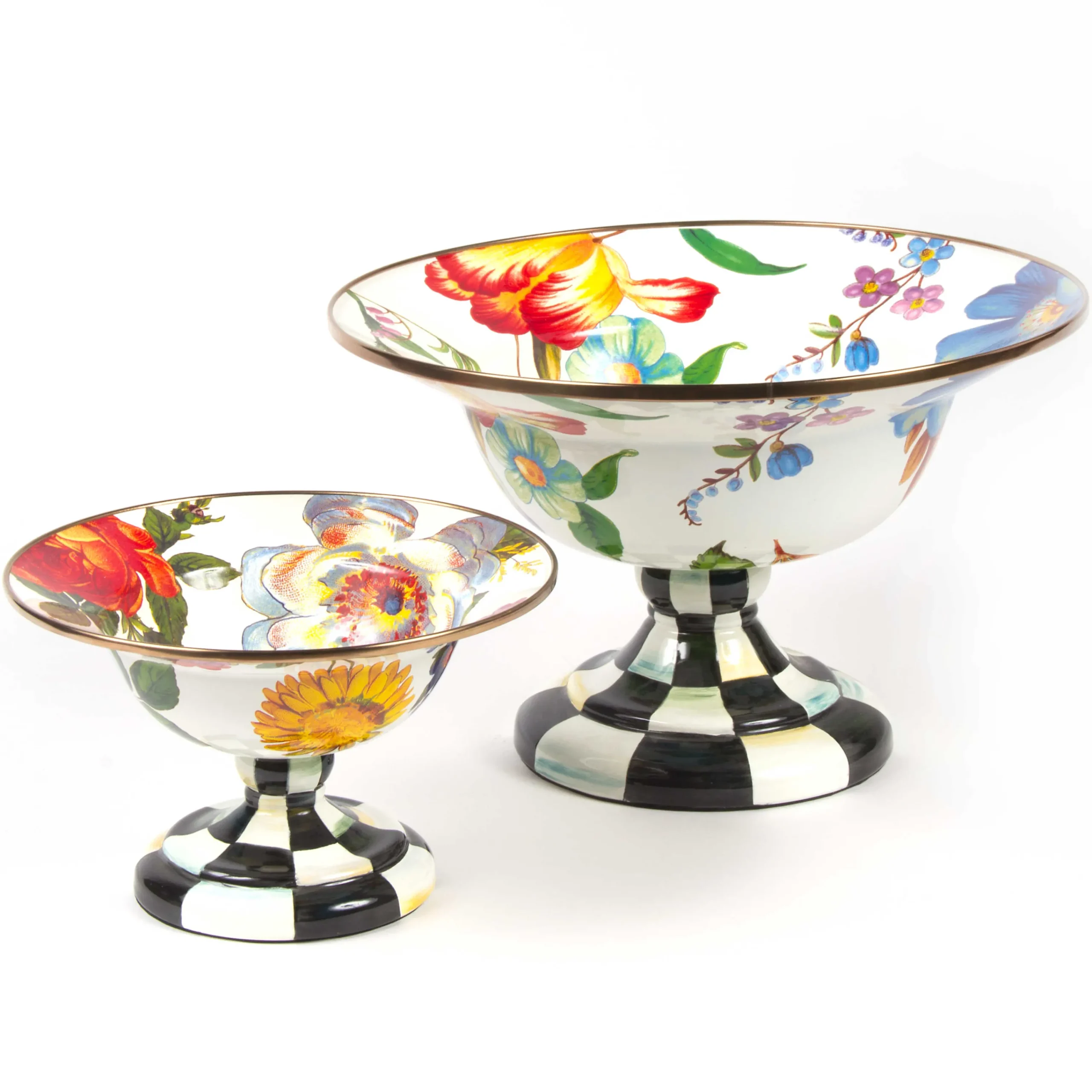 MacKenzie-Childs Serveware<White Flower Market Small Compote