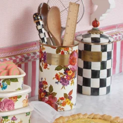 MacKenzie-Childs Kitchen Storage & Organization<White Flower Market Utensil Holder
