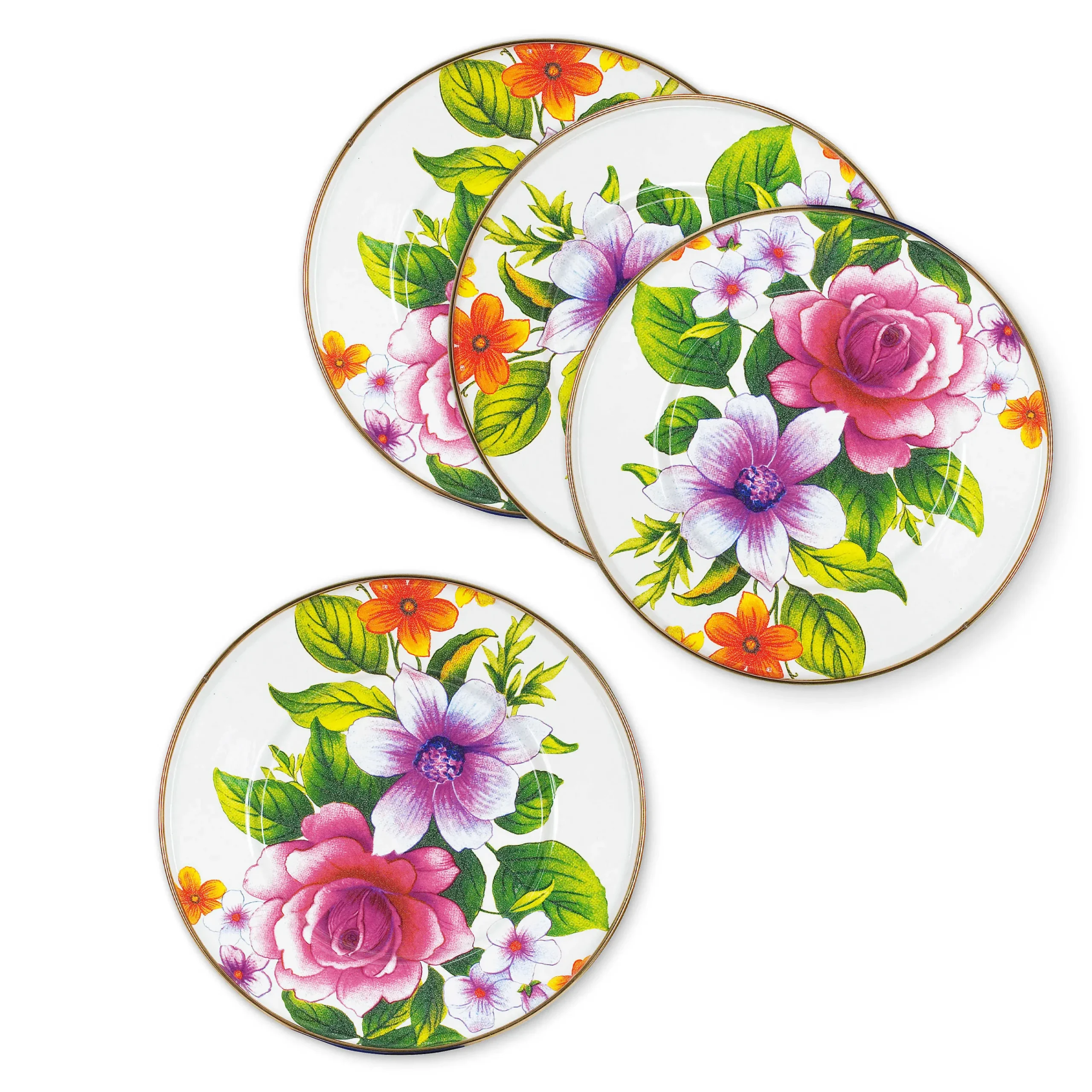 MacKenzie-Childs Kitchen & Dining Sets|Dinnerware & Flatware<White Flower Market White Salad Plates, Set of 4