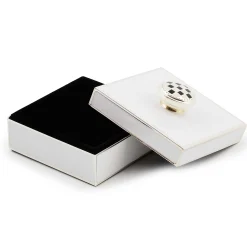 MacKenzie-Childs Room Accents<White Silver Plated Trinket Box with Check Knob