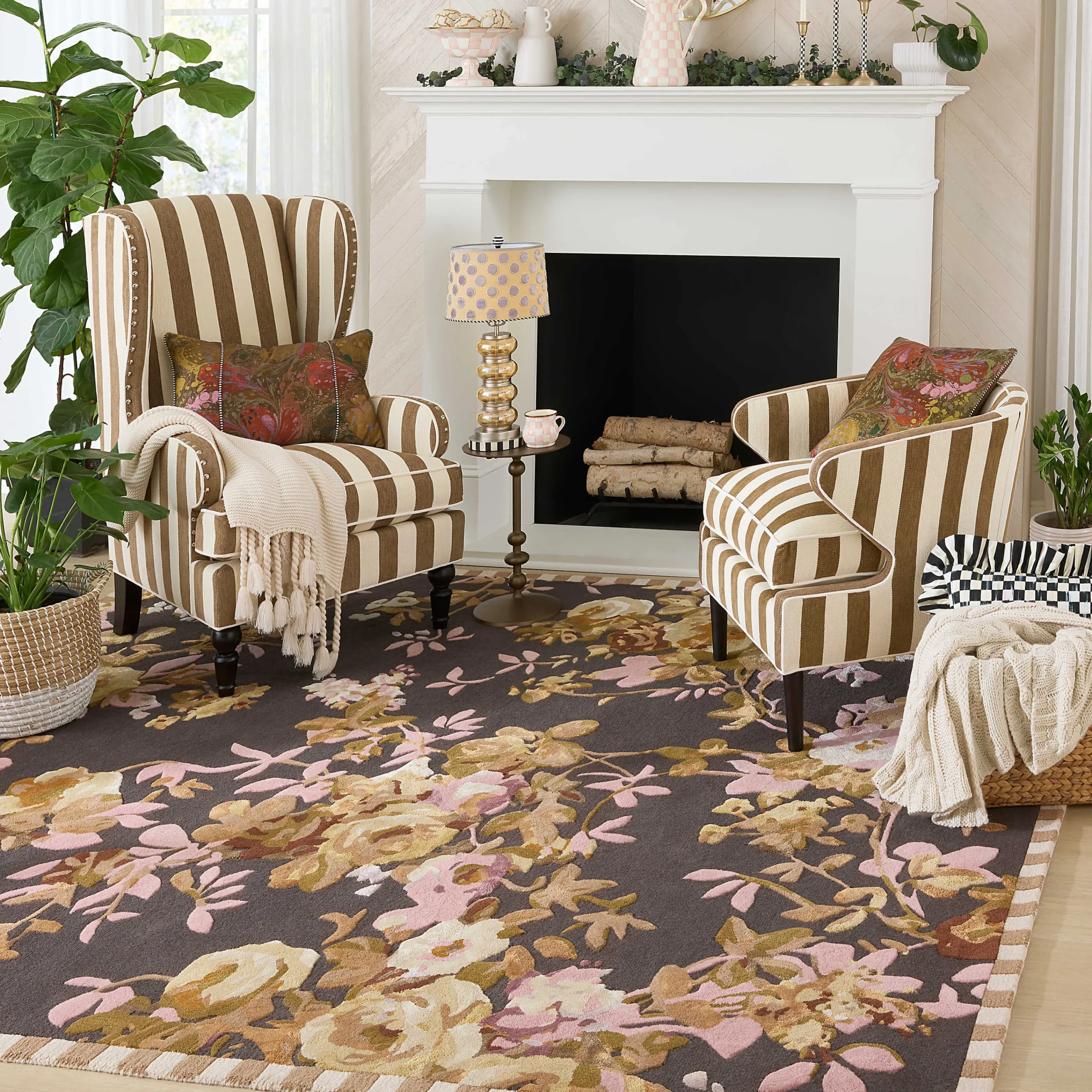 MacKenzie-Childs Rugs<Wild Rose Floral 8' x 10' Rug