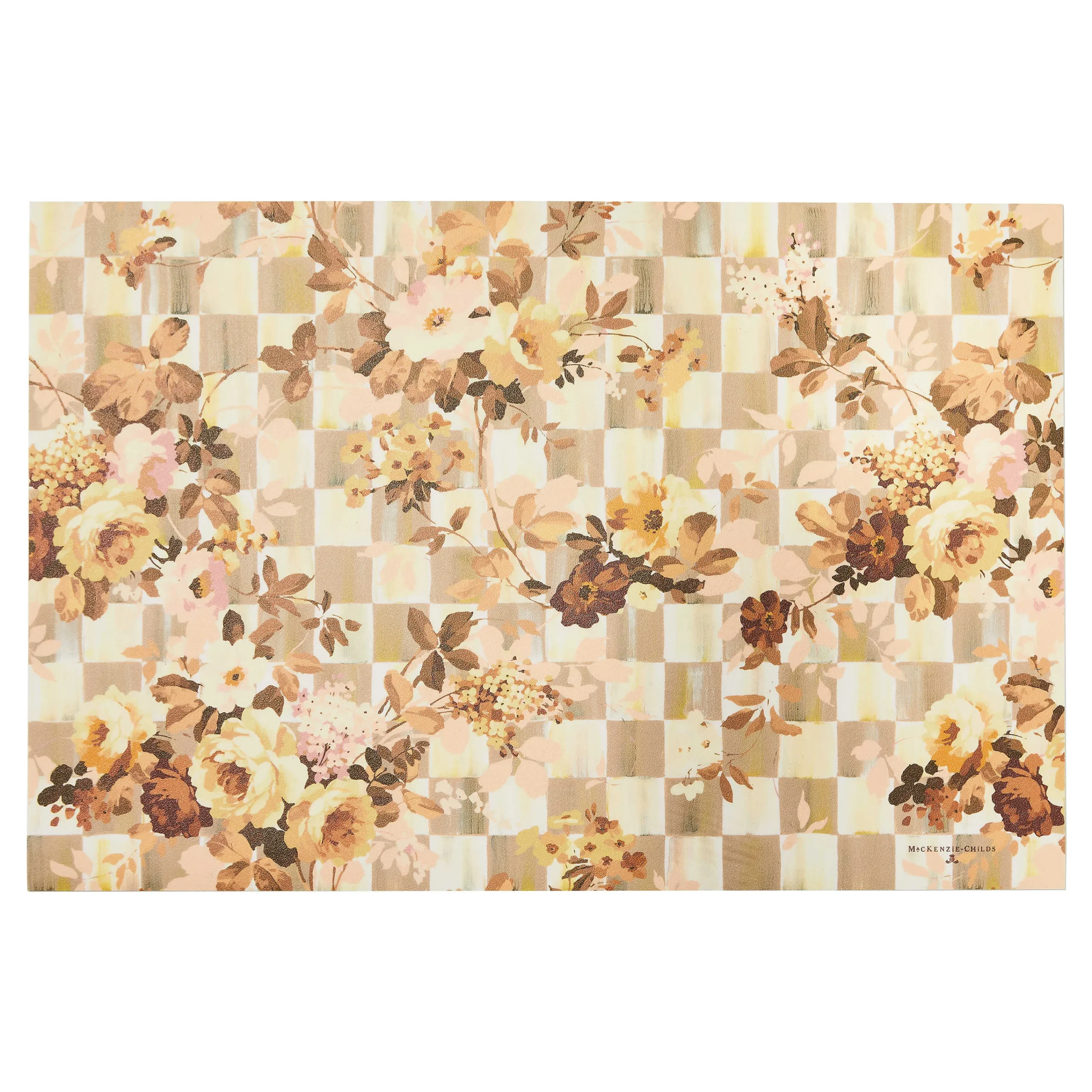 MacKenzie-Childs Rugs<Wild Rose Floral Check 2' x 3' Floor Mat