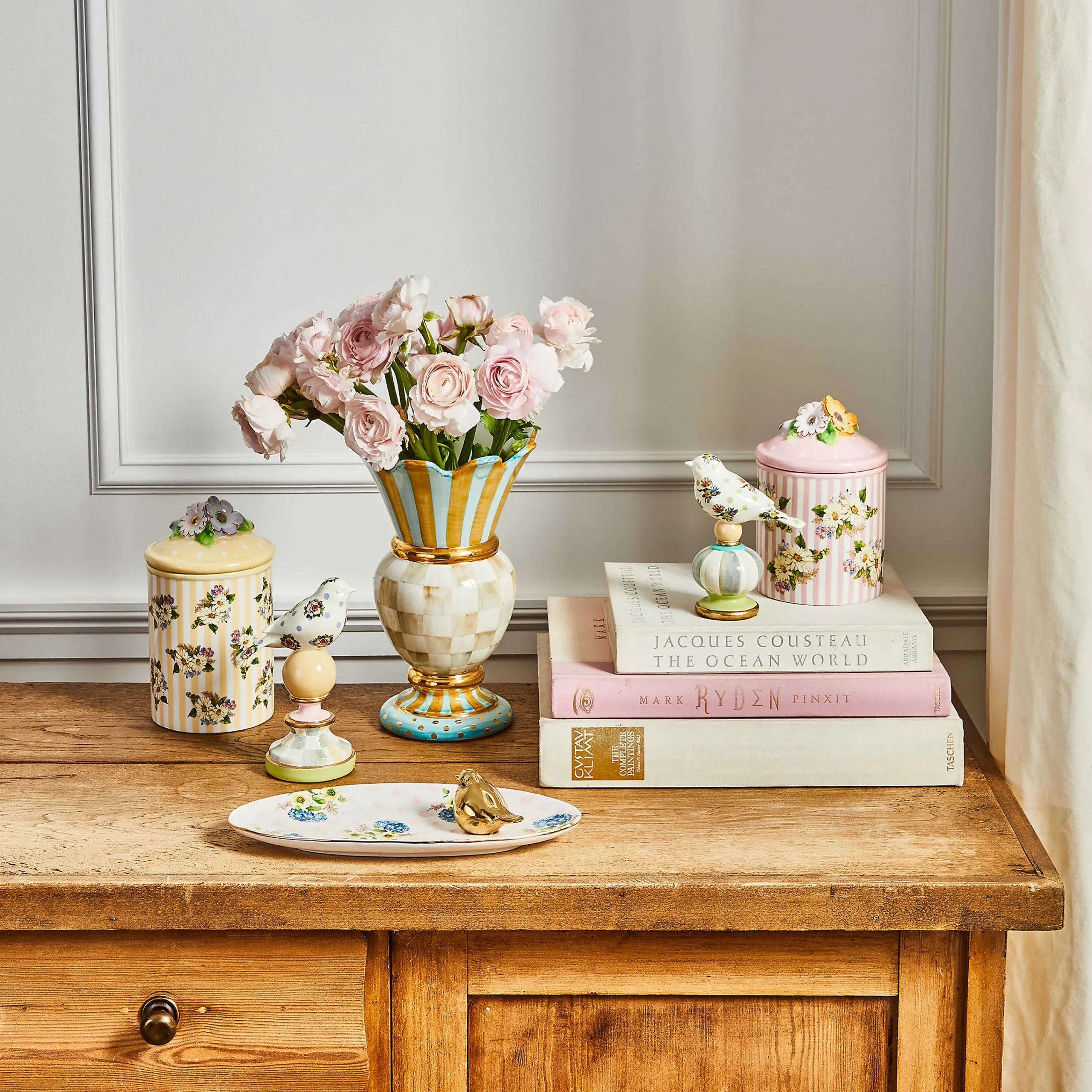 MacKenzie-Childs Spring|Room Accents<Wildflowers Bird Topiaries - Set of 2