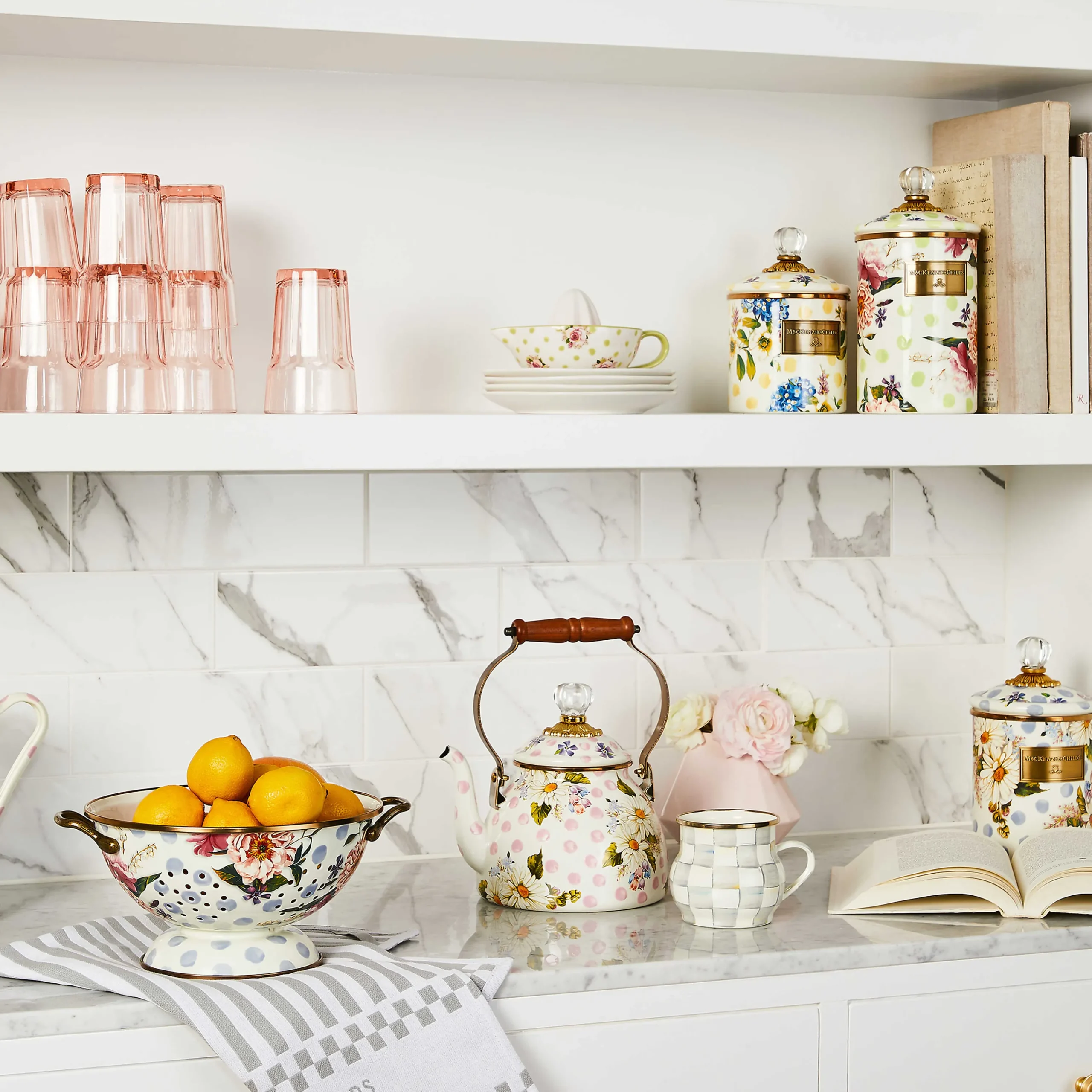 MacKenzie-Childs Kitchen Storage & Organization<Wildflowers Blue Enamel Medium Canister