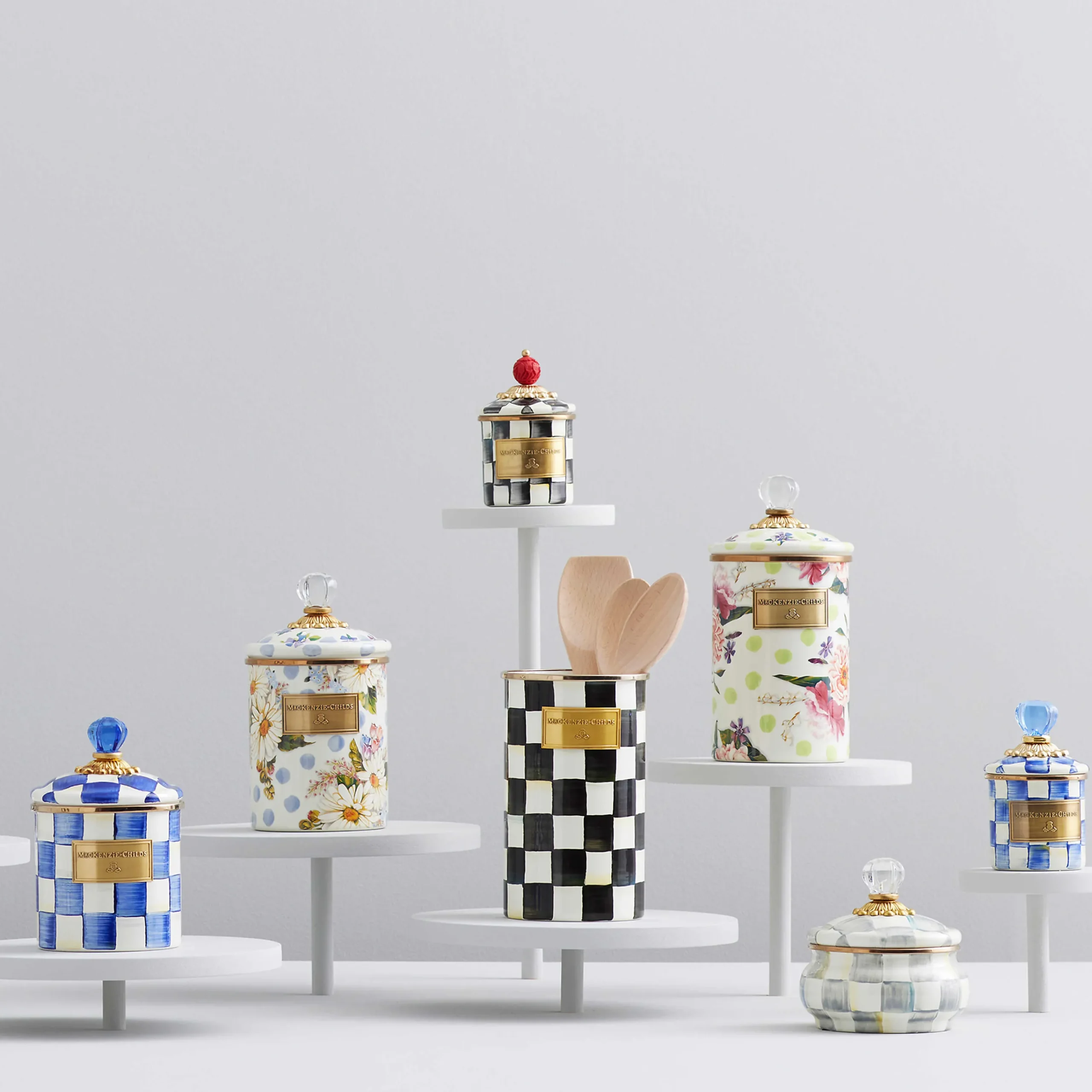 MacKenzie-Childs Kitchen Storage & Organization<Wildflowers Blue Enamel Medium Canister