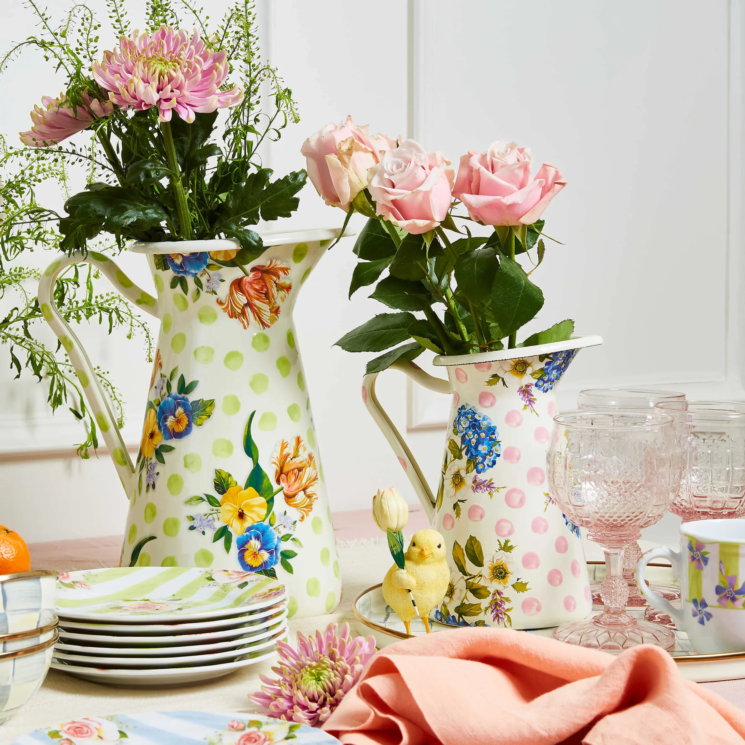 MacKenzie-Childs Bar Entertaining|Serveware<Wildflowers Pink Medium Practical Pitcher