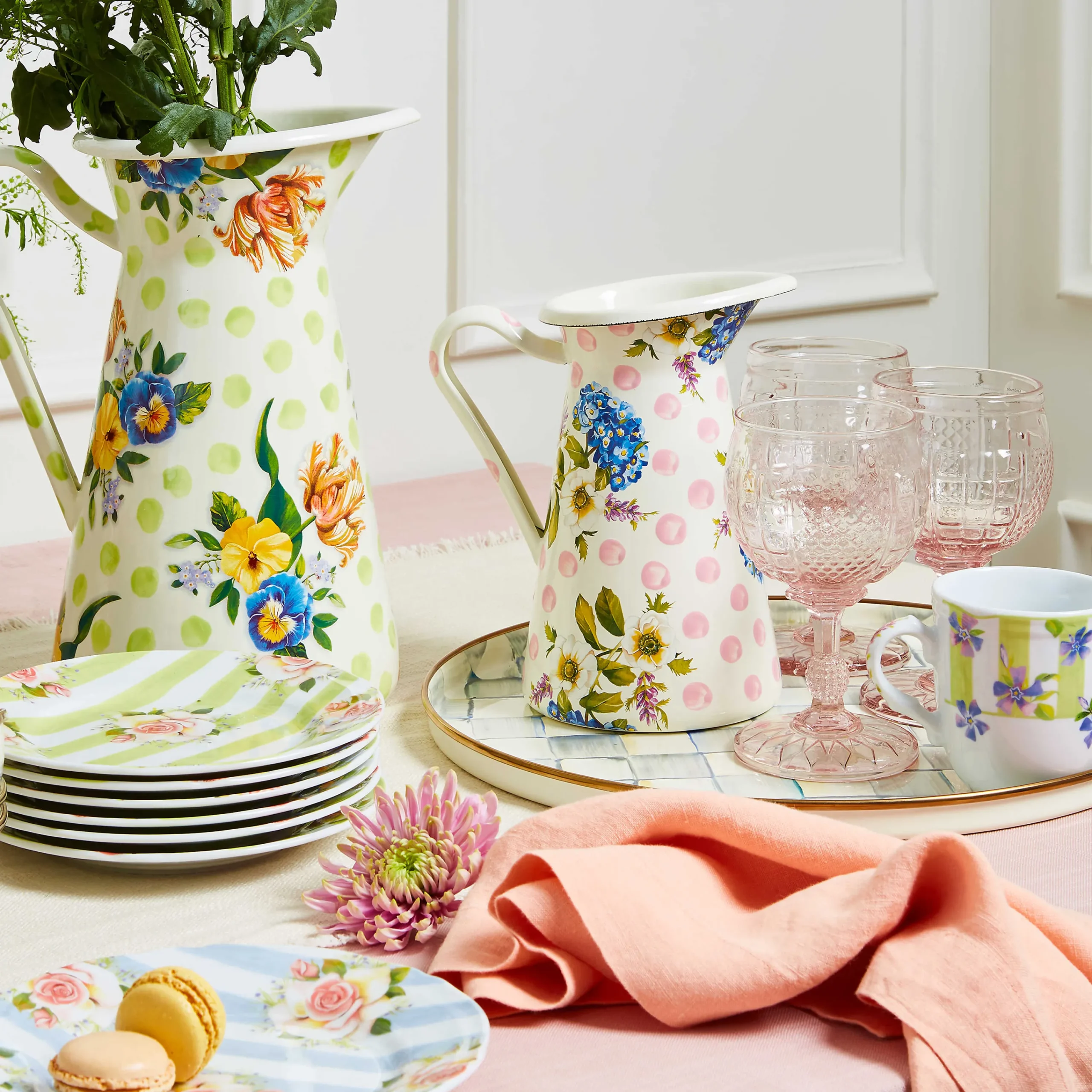 MacKenzie-Childs Bar Entertaining|Serveware<Wildflowers Pink Medium Practical Pitcher