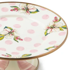 MacKenzie-Childs Serveware<Wildflowers Pink Mini Pedestal Platter