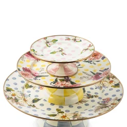 MacKenzie-Childs Serveware<Wildflowers Pink Mini Pedestal Platter
