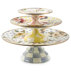 MacKenzie-Childs Serveware<Wildflowers Pink Mini Pedestal Platter