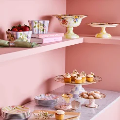 MacKenzie-Childs Serveware<Wildflowers Yellow Small Pedestal Platter